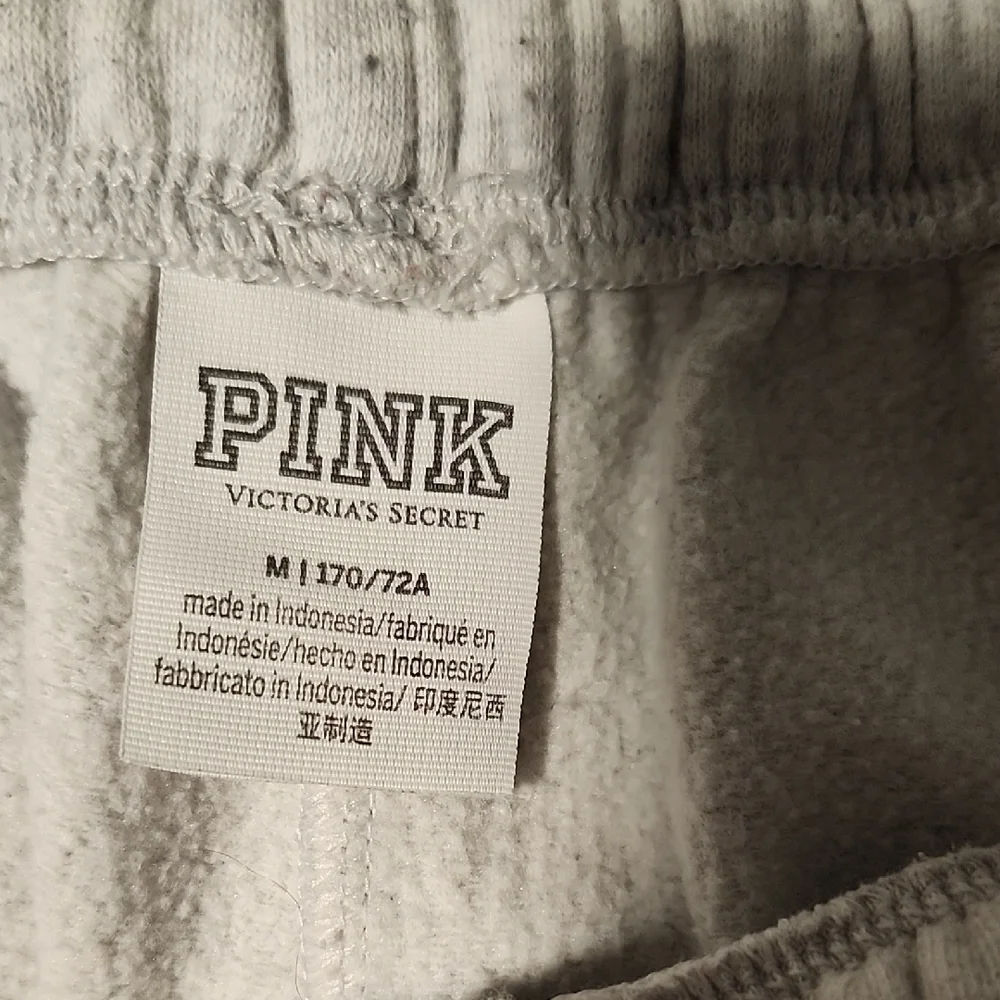 Victoria Secret Pink Grey Sweat Suit ( top And Bottoms) With Pastel Color "PINK" - Picture 8 of 11